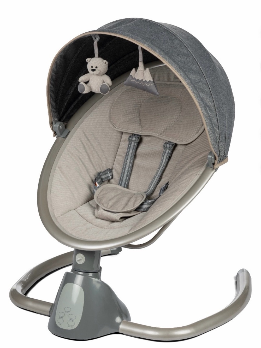 Neutral Gray Infant Rocker with Canopy - Comfortable Baby Bouncer